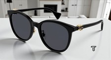 GUCCI GG1180SK 002 Round Oval Panthos Black Grey 56 mm Women's Sunglasses