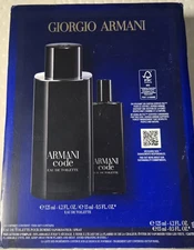 Armani Code 2pc Gift  Eau de Toilette Spray 4.2 oz & Travel Spray 0.5 oz  NIB