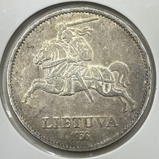 1936 Lithuania 10 Ten Litu Silver Coin - Extremely Fine - Vytautas | Old Litas