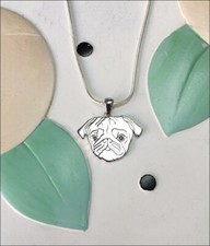 Pug Sterling Silver Charm Necklace - New - FREE SHIPPING