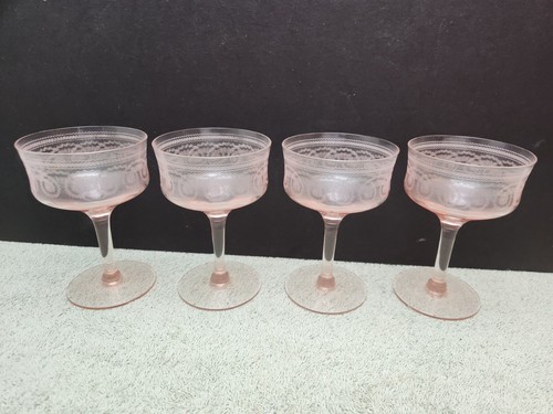 Morgantown Primrose Lane Pink Champagne Glasses Set of 4