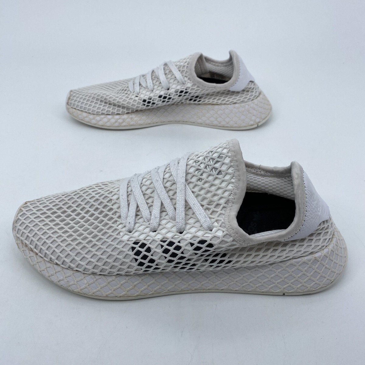 Men's 8 Adidas Deerupt Runner 2018 White Black Sneakers DA8871 Net