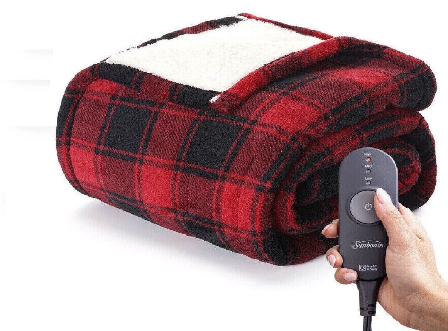 NEW Sunbeam Microplush Sherpa Heated Throw , Red Buffalo Checker 50 x 60  | eBay