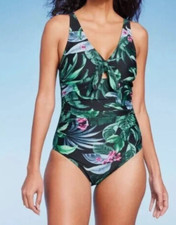 Women's Full Coverage Tummy Control Tie-Front One Piece Swimsuit Kona Sol Medium