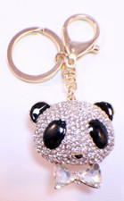 Rhinestone Bling Key Chain Fob Purse Phone Charm Bow Tie Panda Teddy Bear
