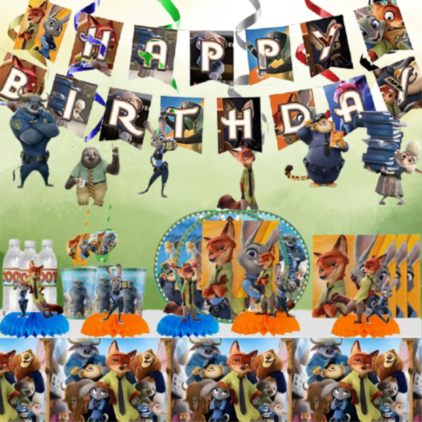 ZOOTOPIA Party Supplies birthday banner centerpiece decoration tableware happy