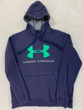 Under Armour Cold Gear Fitted Hoodie Sweatshirt Men's Large Blue/Green