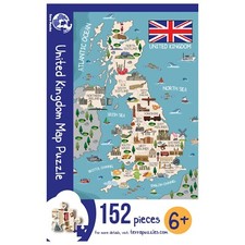 United Kingdom Map Wooden Jigsaw Puzzle for Children and Adults - 152-Piece