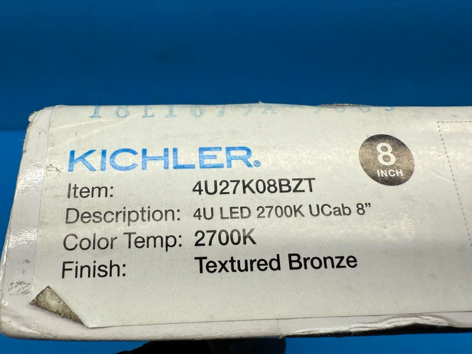 Светодиодный текстурированный бронзовый светильник под шкаф Kichler 4U27K08BZT 4U-Series 2700K 8 дюймов - Изображение 2 из 4