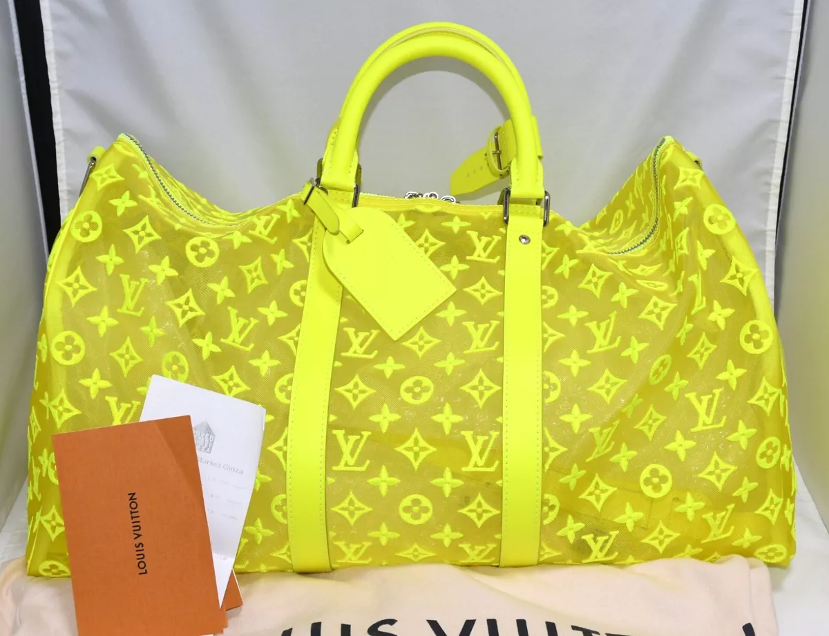 Louis Vuitton Keepall 50 Virgil Abloh Yellow mesh Boston Bag