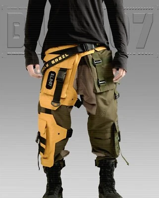 Pantalon cargo lourd Techwear jaune vert pour homme HG B.L.P-07/YLW - Photo 1/4