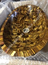 Random Tiger Eye Marble Bathroom Wash Basin Inlay Decorative Home Accessory E416