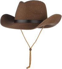 Straw Cowboy Hat for Women Men Classic Western Cowgirl Cap Foldable Sunhat Sh...