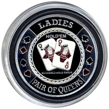 Card Guard - Ladies Pair Of Queens SILVER Poker Protector *
