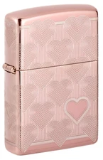 Zippo Rose Gold Lighter, Engraved 360 Degree Heart Design, 49811, New In Box