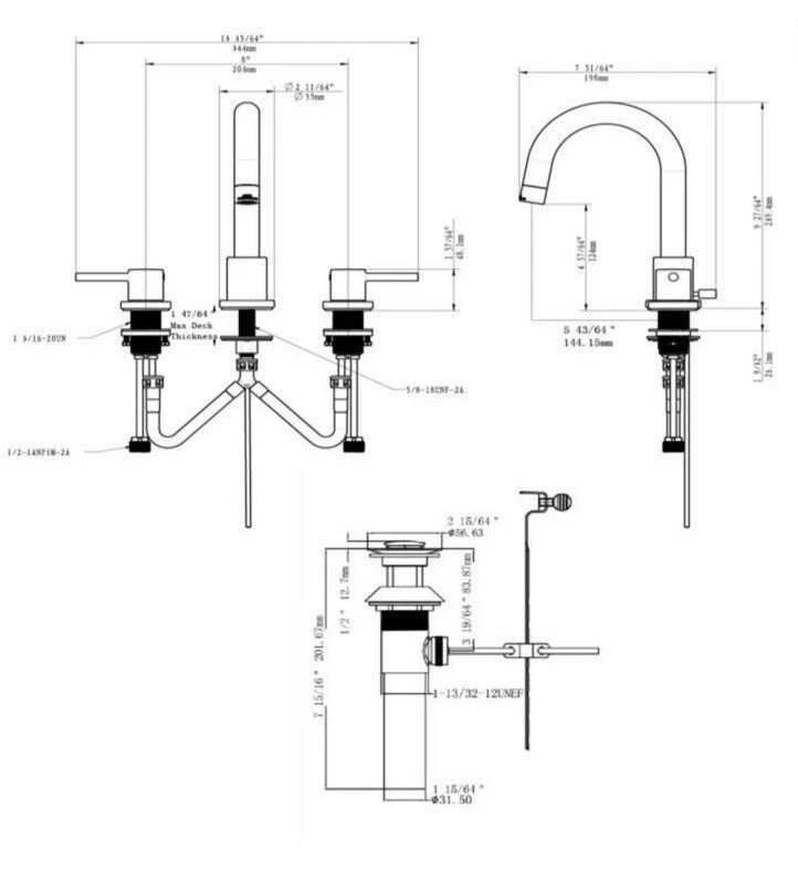 Grifo de baño DesignHouse Eastport 8" amplio 2 manijas níquel satinado 548289 Foto 3 de 3