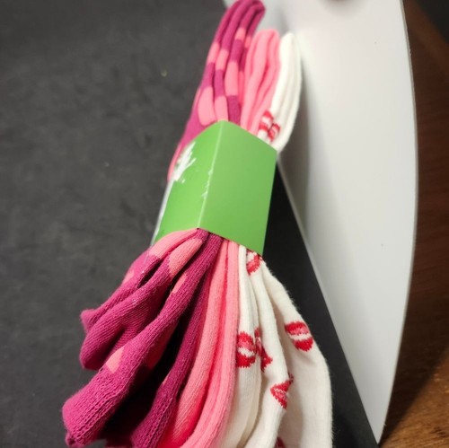 Kate Spade Valentines Kiss Lips Crew Socks Pink Red White 3pk Designer Preppy - Picture 5 of 9