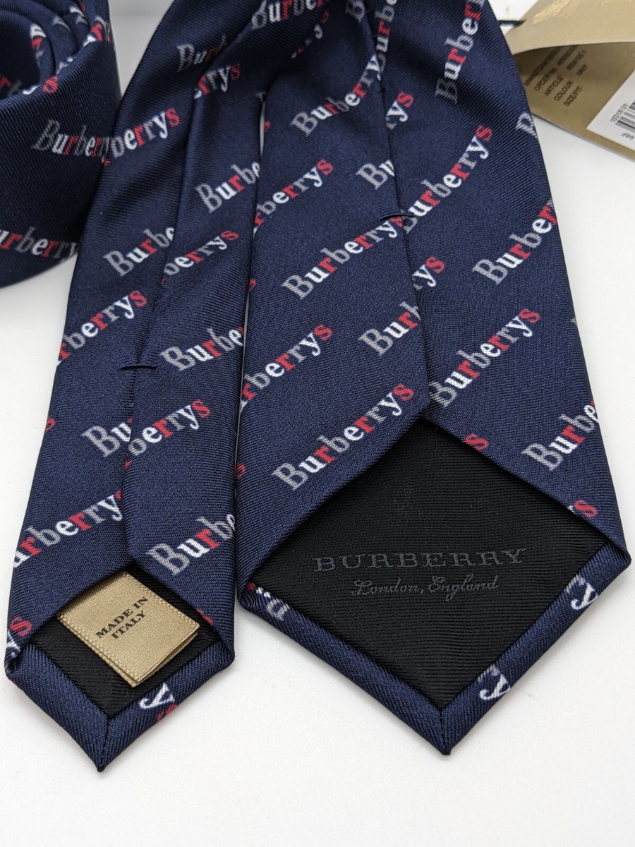 NEW Burberry Silk Navy Blue Logo Designer Tie Italy MSRP