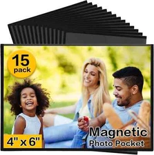 YixangDD Magnetic Picture Frames 15 Packs-Fridge 4X6 inches-15Pack, Black