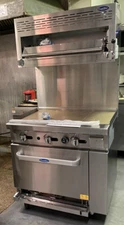 36" RANGE STOVE, 36" Griddle STANDARD FULL OVEN STOVE WITH SALAMANDER CASTER GAS