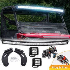 WEISEN Roof 50" LED Light Bar Bracket Wire Kit+Pods For Polaris Ranger XP 1000