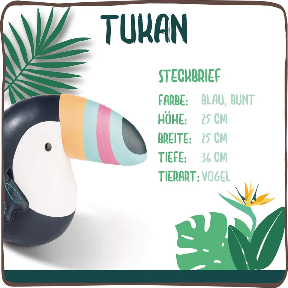 NICI 45167 Kuscheltier - Tukan (25cm, Kunstleder) Schmusetier Vogel bunt Kinder - Bild 2 von 4