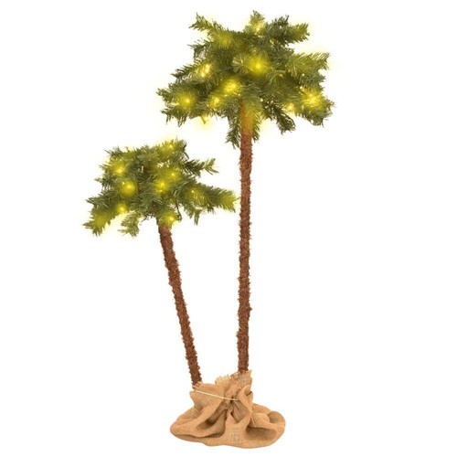 RETURNs vidaXL Artificial Double Palm Tree with LEDs 125 cm & 210 cm - Picture 6 of 12