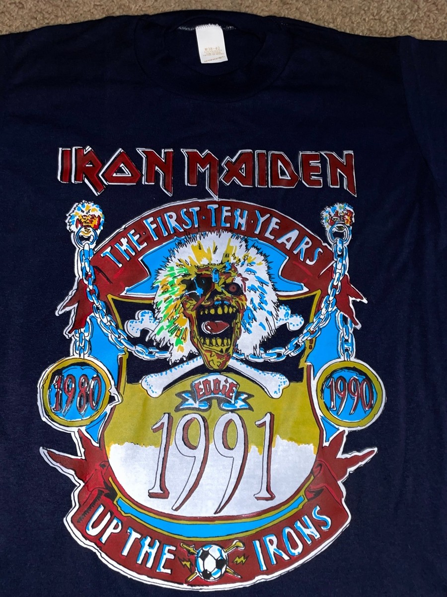 VTG 90S IRON MAIDEN UP THE IRONS SOCCER DECENNIUM 1991 ROCK VTG 90S IRON MAIDEN UP THE IRONS SOCCER DECENNIUM 1991 ROCK