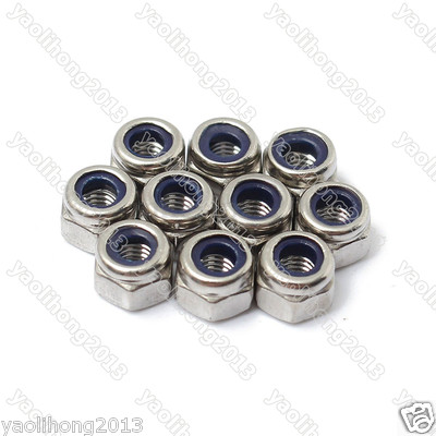 100Pcs M4 Diar 4mm Stainles Steel Nylon Insert Locking Nut Screw Lock Hex Nuts