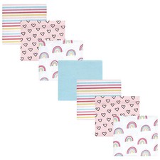 Hudson Baby Cotton Flannel Receiving Blankets Bundle, Modern Rainbow, One Size