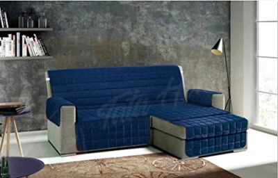 TATA HOME Copridivano CON PENISOLA dx sx Salvadivano Angolare Trapuntato BLU