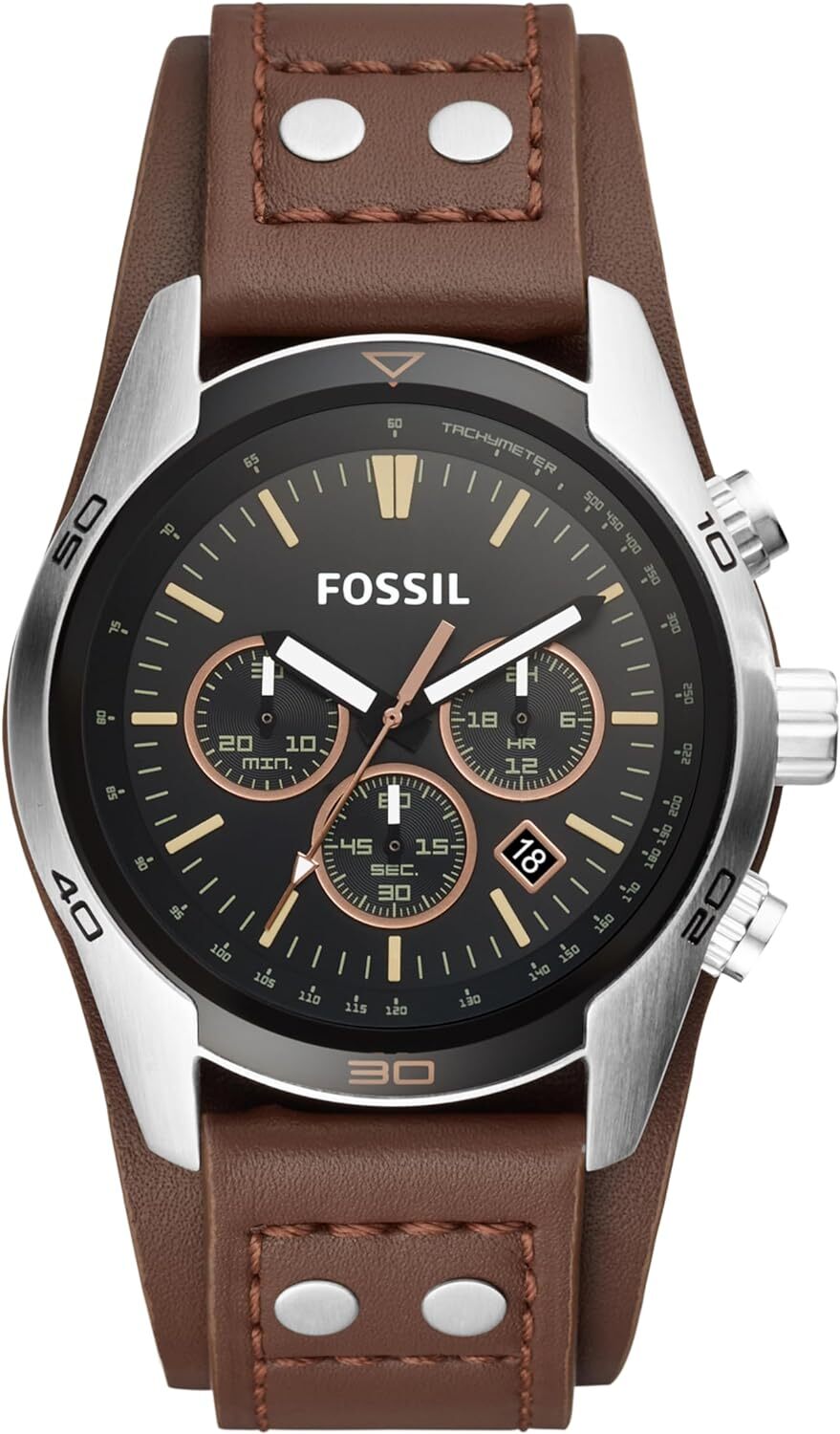 Reloj Fossil Coachman para hombre, movimiento cronógrafo con pulsera de acero inoxidable o cuero