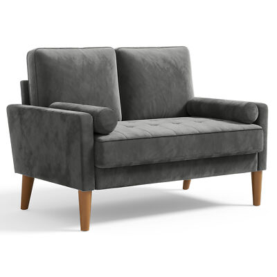 2-Sitzer Sofa Couch Loveseat Holzbeine Couch Wohnzimmer Armrest Lounge 121CM NEU