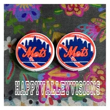 2 Piece NEW YORK Baseball Team Silicone Focal Beads DIY Jewelry Pens 1.25”