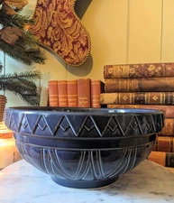 Navy Blue OVER AND BACK Medium Size Mixing Bowl 9 In Wide ~ Farmhouse / Cottage