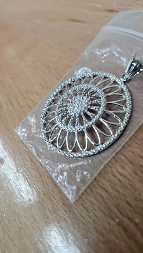 Pingente de prata esterlina 925 Milor Italy grande redondo aberto - Imagem 2 de 4