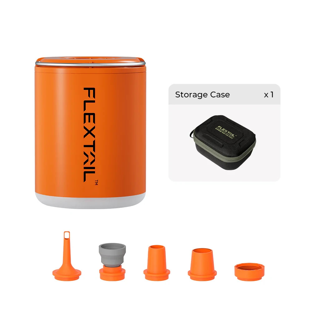 FLEXTAIL TINY PUMP 2X - Ultimate 3-in-1 Outdoor Pump and Light with Case - Orang