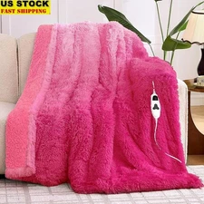 Faux Fur Heated Blanket Cozy Plush Electric Blanket 10 Heat Levels Gift Women US