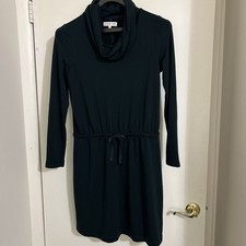 Lou & Grey LOFT Women's Dress Medium Green Long Sleeve Cowl Neck Sheath Modest