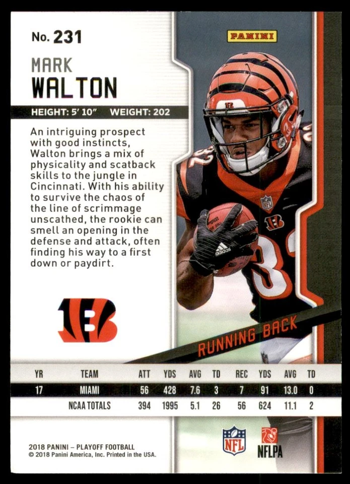 A8069- 2018 Playoff Goal Line #231 Mark Walton ( ROOKIE CARD) - NM-MT - Image 2 of 2