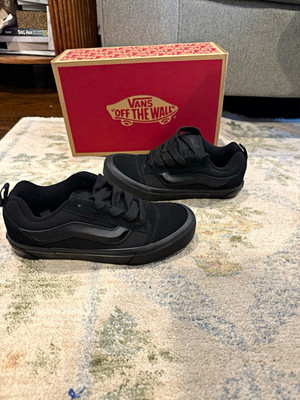 Vans Knu Skool Suede/Canvas Triple Black Skate Shoes US 5 Kids (D,M)