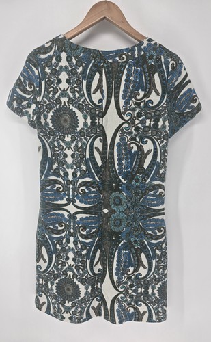 See By Chloe Shift Dress Mod Print Knee Length Blue Green White Size 6 - Picture 4 of 6