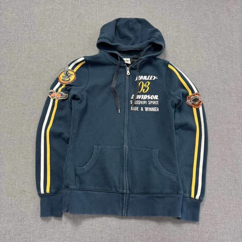 HARLEY-DAVIDSON フルジップフーディ ネイビー Harley-Davidson Blue Hoodies & Sweatshirts for Women for sale | eBay