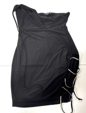 Fashion Nova Black Sleeveless Bodycon Dress XS Side Lace-Up Detail