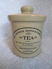 Henry Watson Pottery Suffolk Tea Storage Pot Canister Olive Green  Terracotta