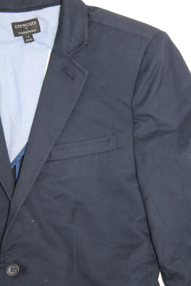 Blazer Crewcuts Niños Algodón Cuello Bolsillo Dos Botones Azul Oscuro Talla 14 Foto 3 de 4