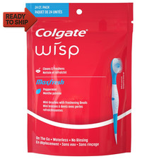 Colgate Max Fresh Wisp Disposable Mini Toothbrush, Peppermint, 24 Count