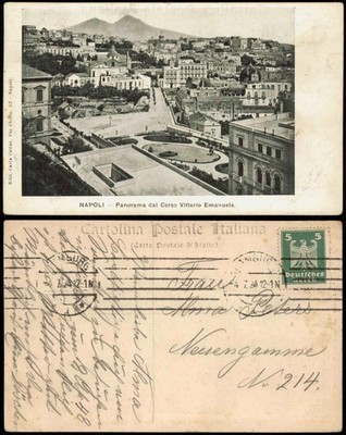 Cartolina Naples Napoli Panorama dal Corso Vittorio Emanuele. 1924