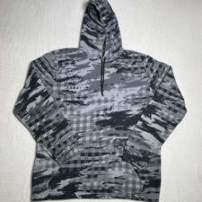 Adidas Camo Hoodie Sweatshirt Mens Large Gray Black Trefoil Logo Pullover Camo