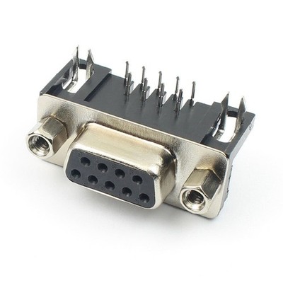 5Pcs D-SUB 9 Pin Female Right Angle PCB Connector 2 Rows DB9F Adapter Converter 